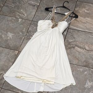 R&M Richards Cream and Gold Midi Dress